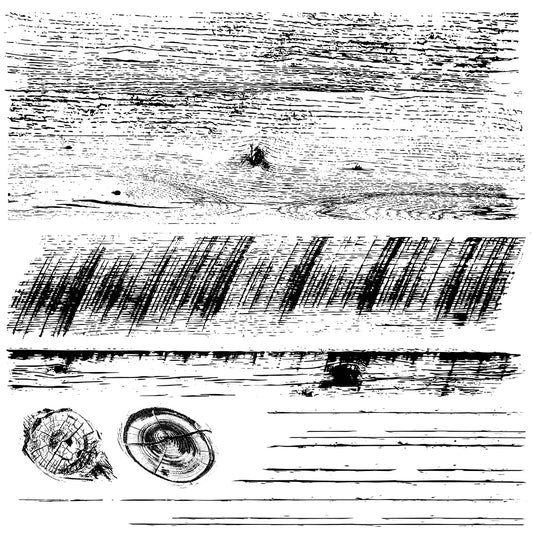 A 12” x 12” stamp of barnwood texture.