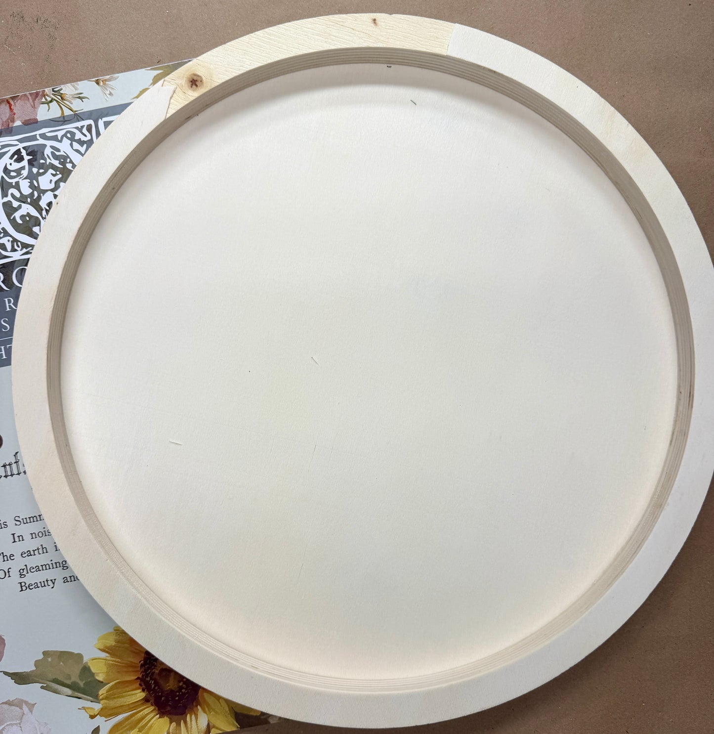 16” Round Unfinished Wood Tray