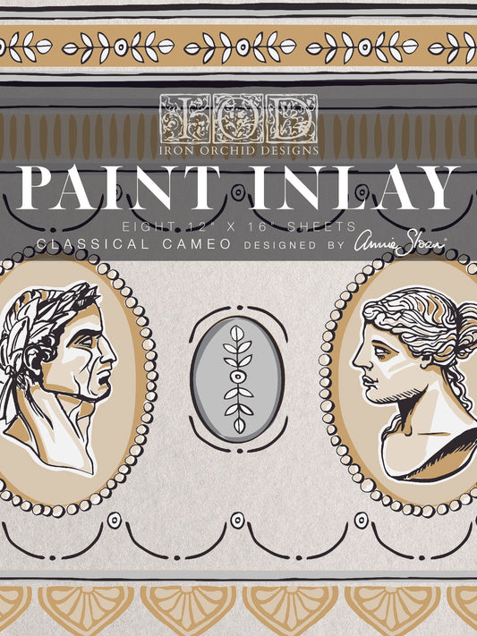 Front cover of a "Paint Inlay" from IOD titled "Classical Cameo", designed by Annie Sloan.