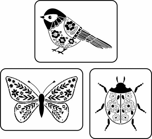 Folk Art Critters | JRV Stencil Designed by Debi from Debi's Design Diary
