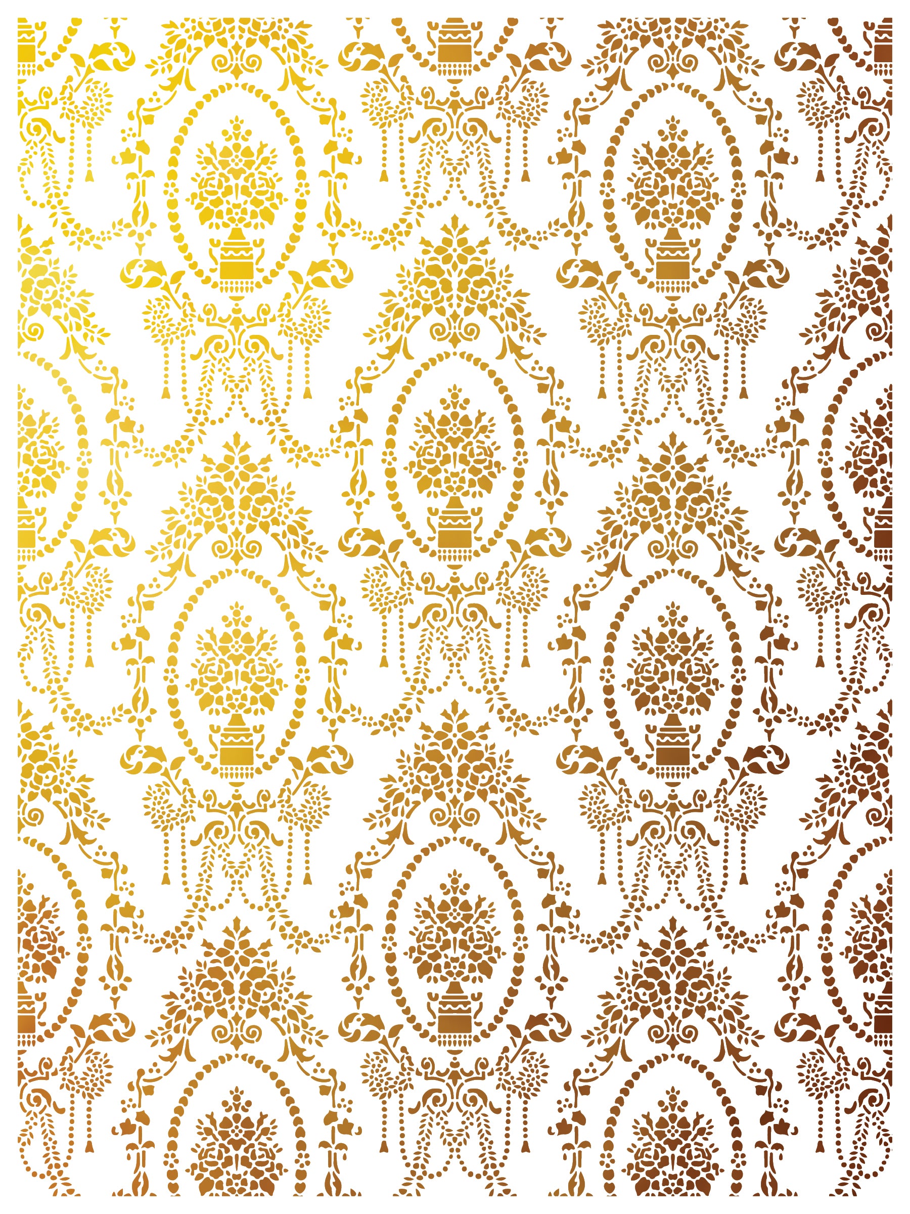 Decorative pattern with gold and white design on a white background, from the "Emporium" gilded transfer by IOD