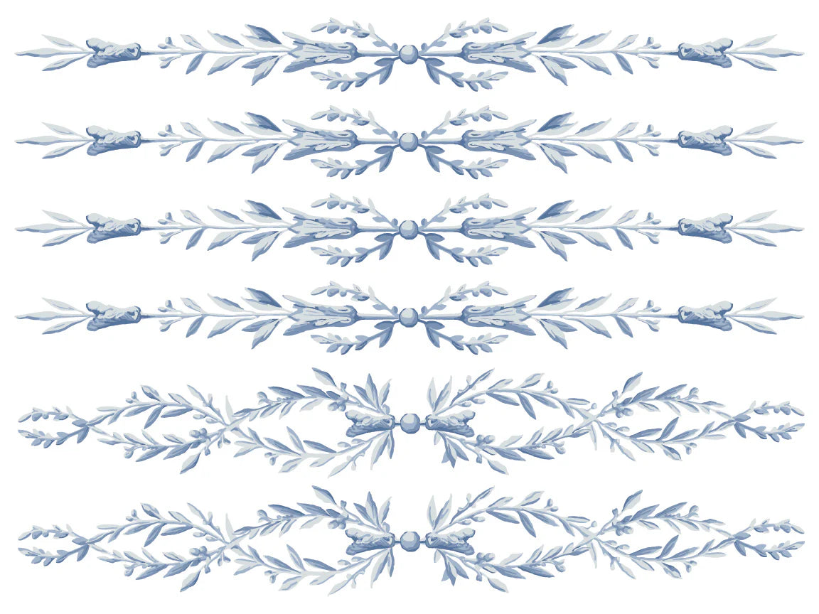 Decorative blue floral pattern on a white background