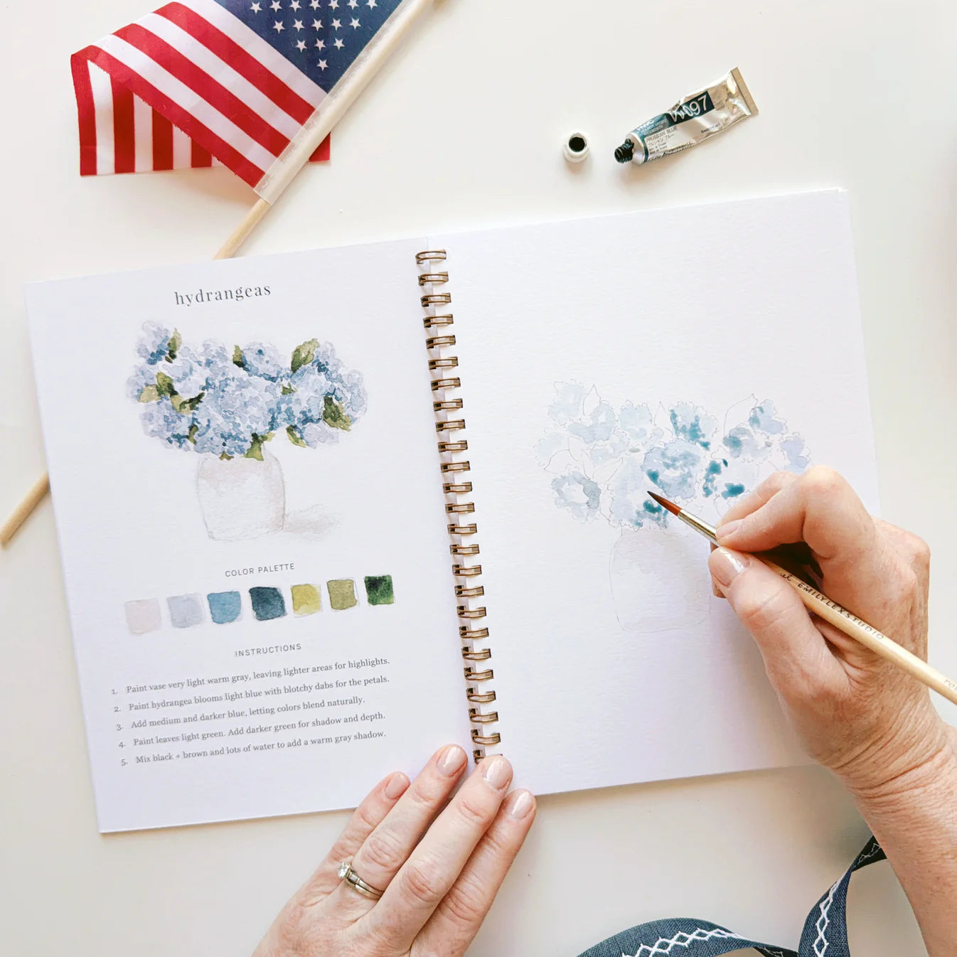 Americana - Beginner-Friendly Watercolor Workbook