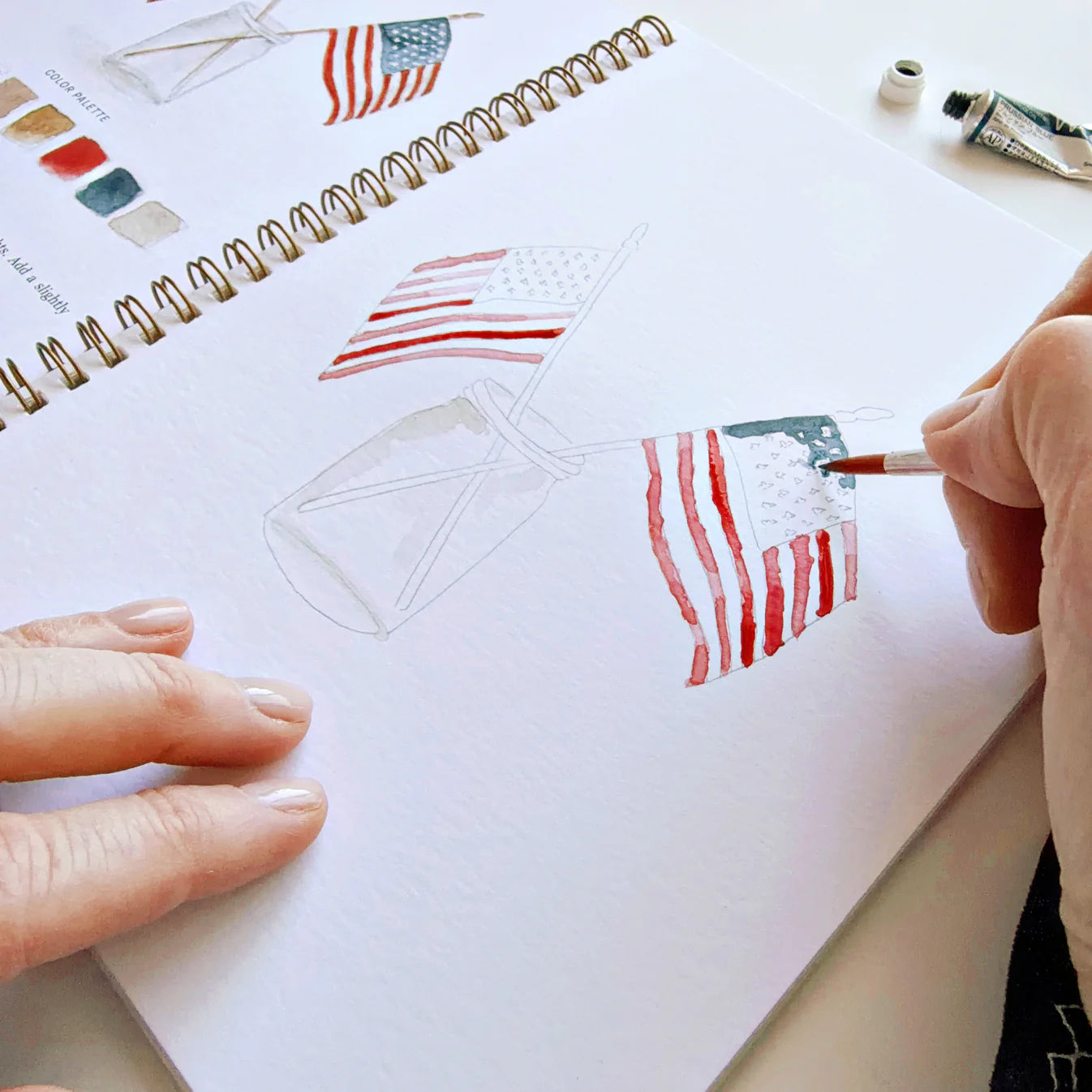Americana - Beginner-Friendly Watercolor Workbook