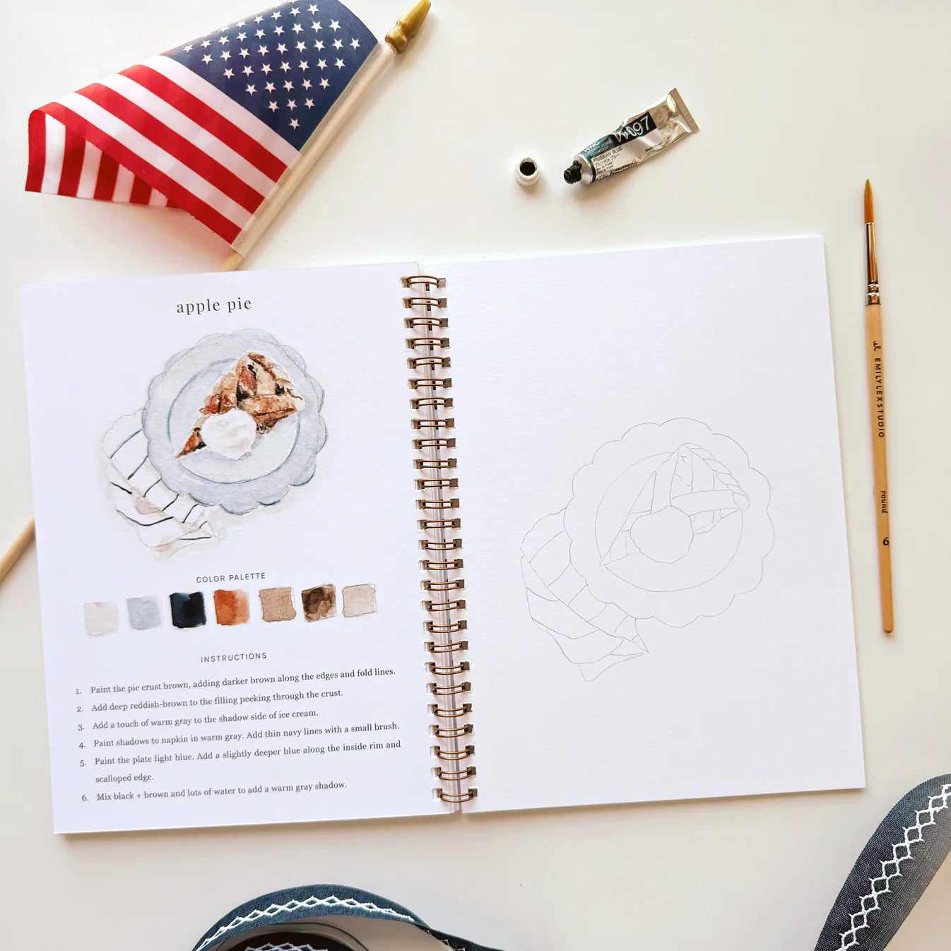 Americana - Beginner-Friendly Watercolor Workbook
