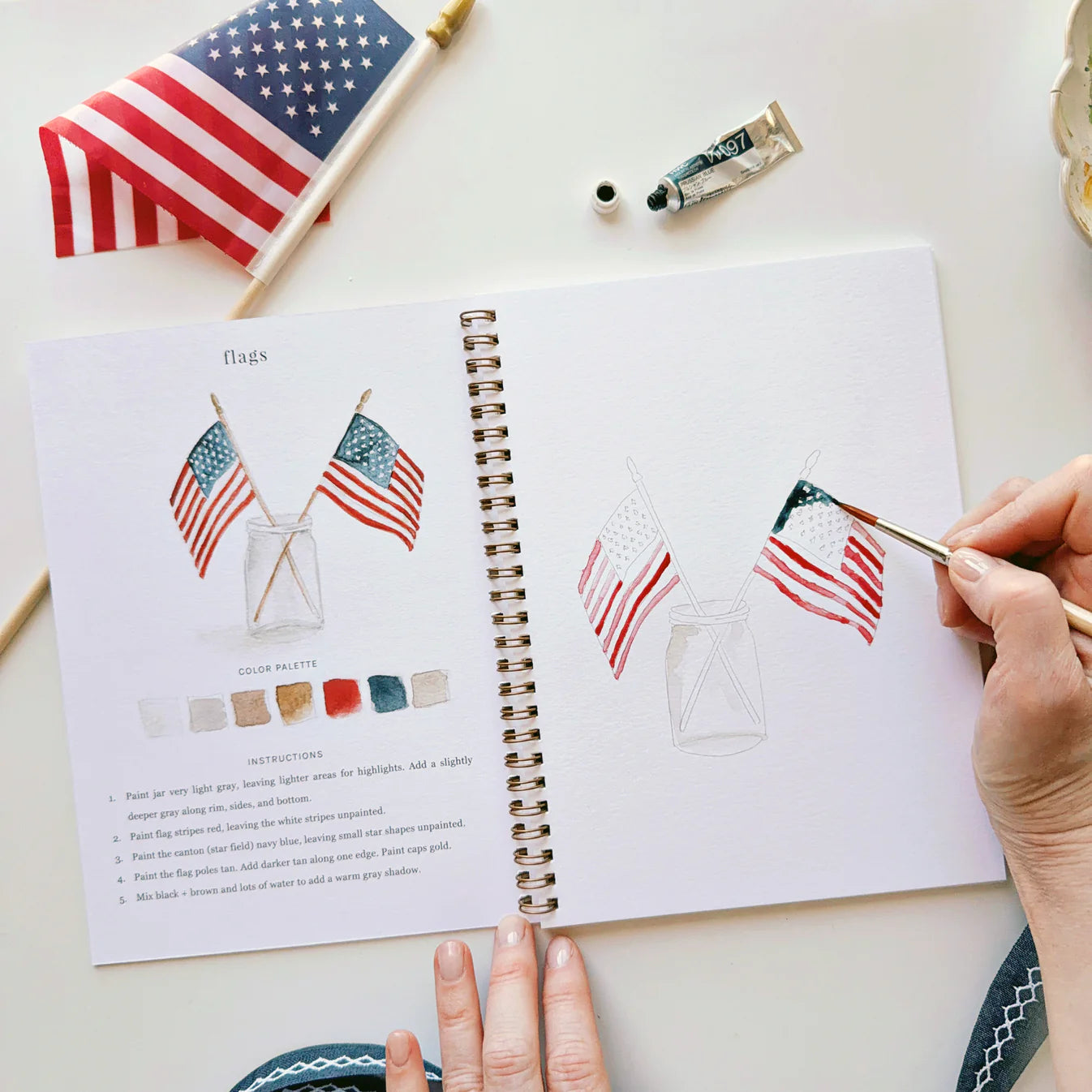 Americana - Beginner-Friendly Watercolor Workbook