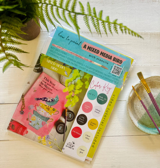 Paint by Stencil Mixed Media Bird Kit by DIY Paint! Limited supply!