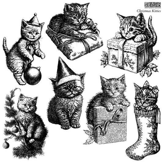 Christmas Kitties- IOD Decor Stamp