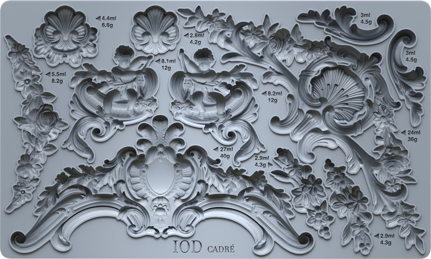 6” x 10” silicone mould with elements to build your own frame.