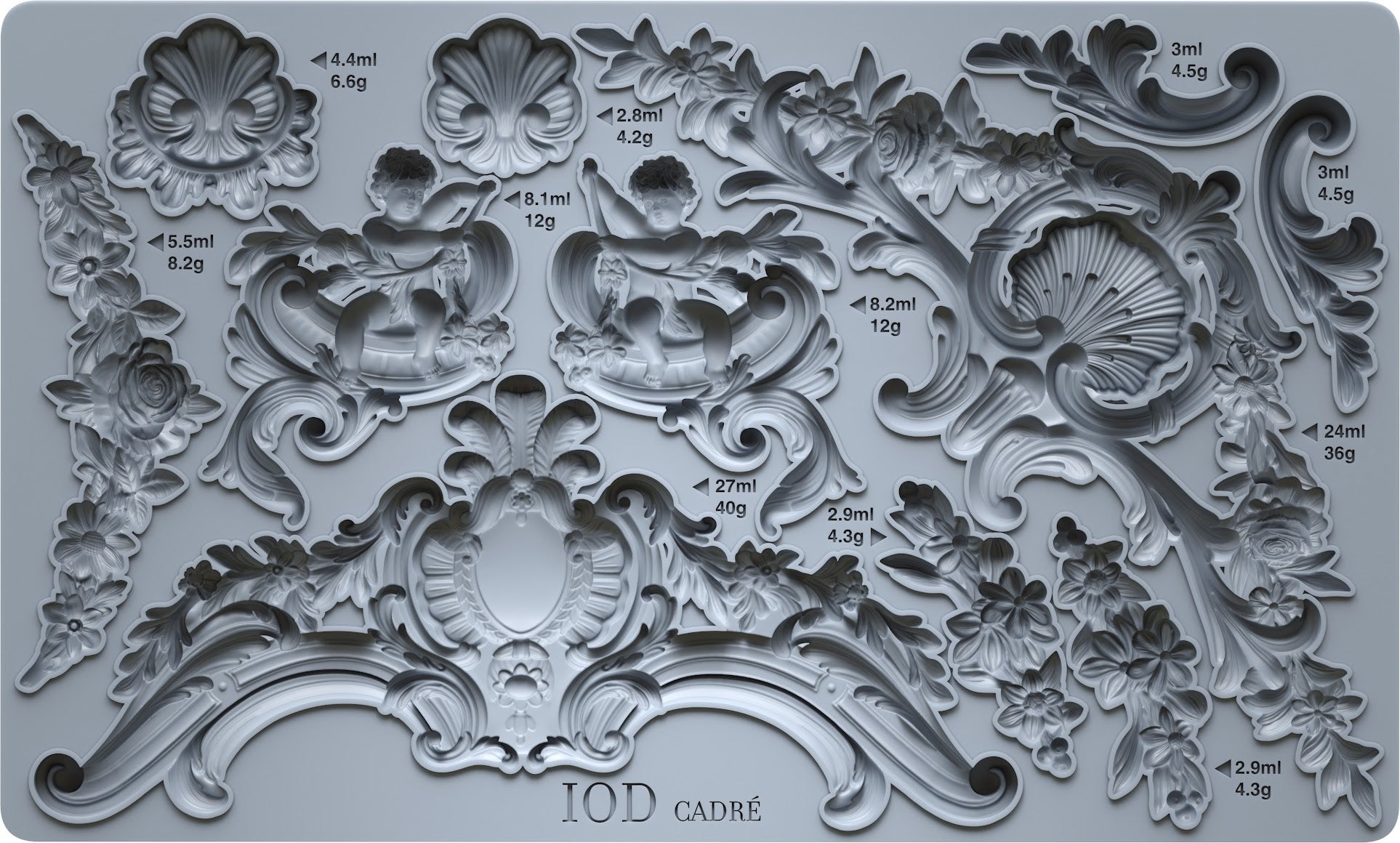 6” x 10” silicone mould with elements to build your own frame.