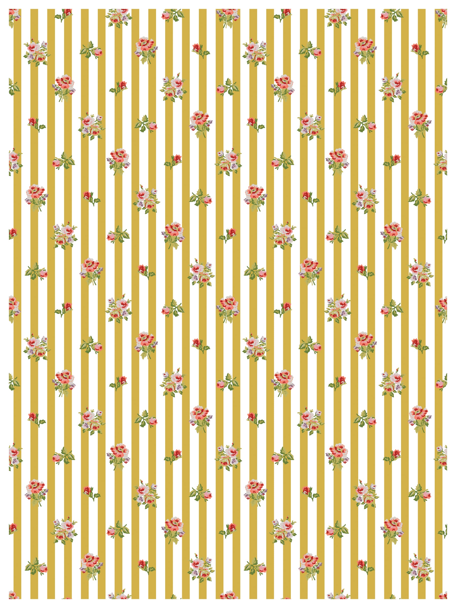 Page 2 of Ditsy Blooms inlay. Floral pattern on yellow vertical stripes.