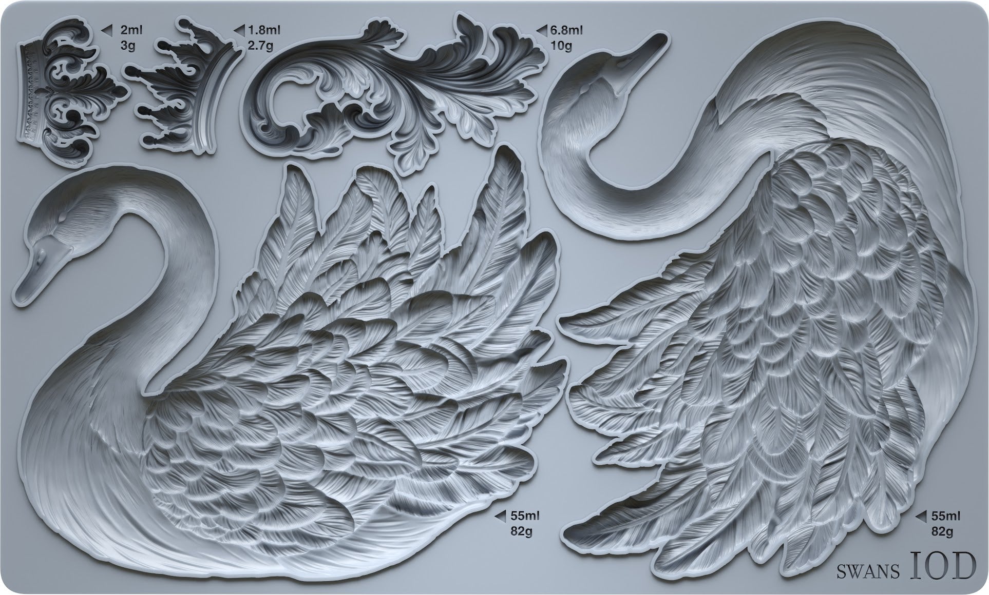 6” x 10” Swans mould from IOD with two swans and crowns.