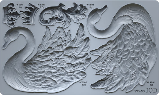 6” x 10” Swans mould from IOD with two swans and crowns.