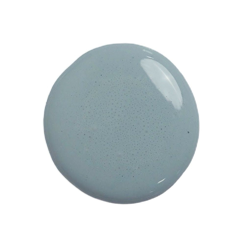 Swatch of blue milk paint in the shade Kent on a white background.