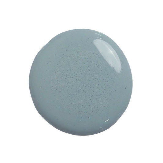 Swatch of blue milk paint in the shade Kent on a white background.