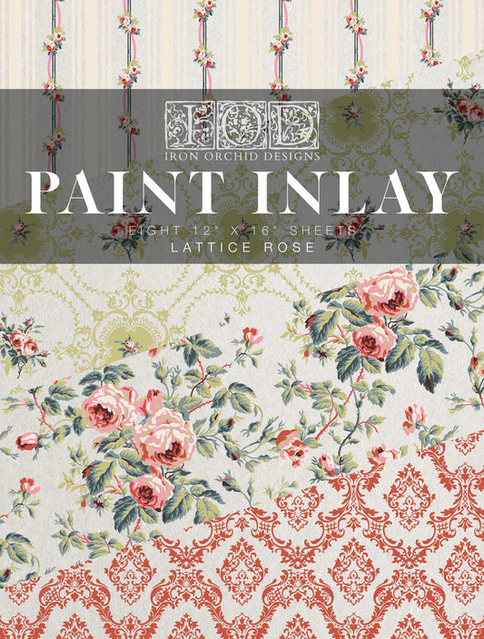 Front cover of a rose themed Paint Inlay from the brand "Iron Orchid Designs"