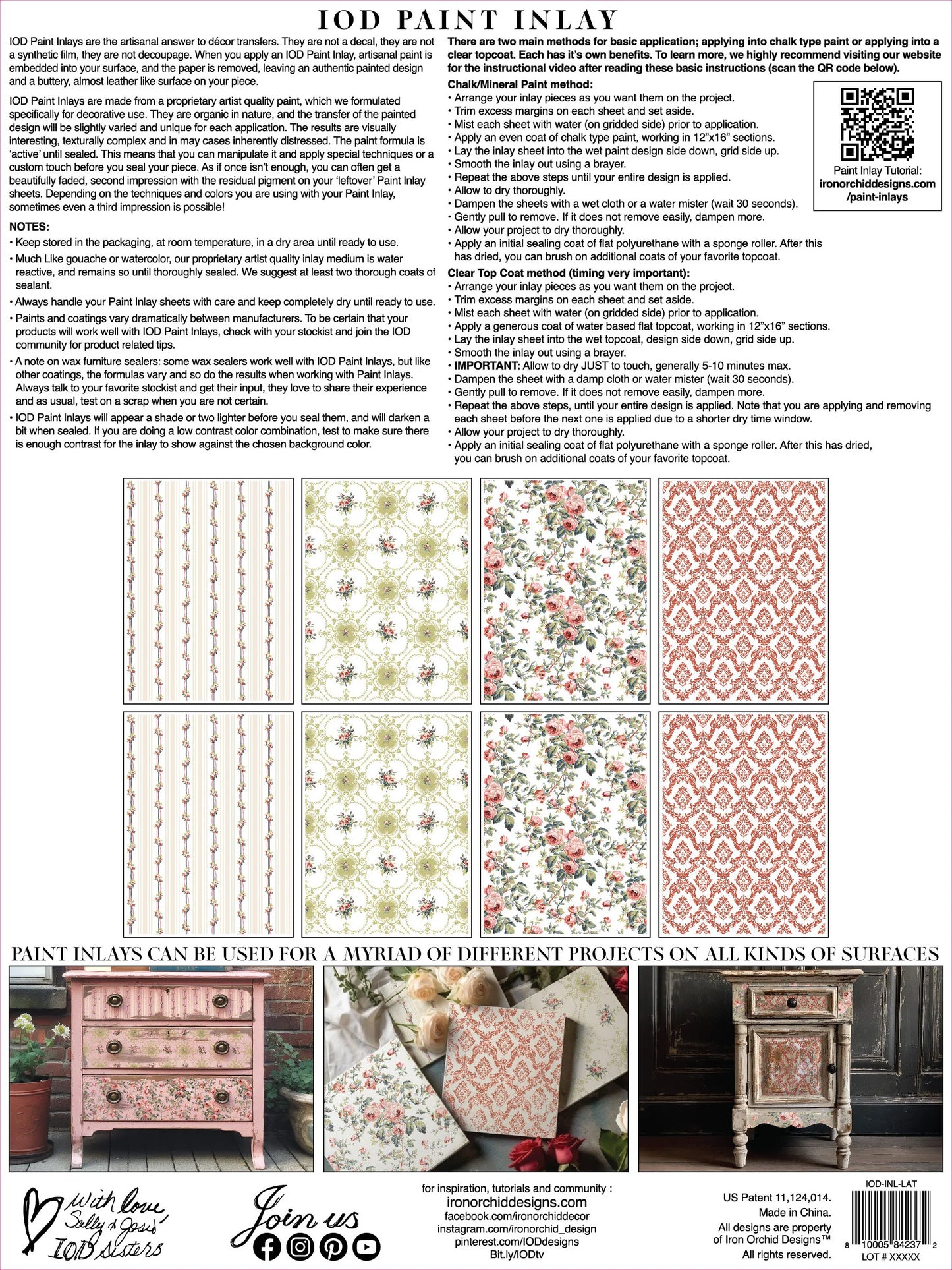Back cover of a rose themed Paint Inlay from Iron Orchid Designs