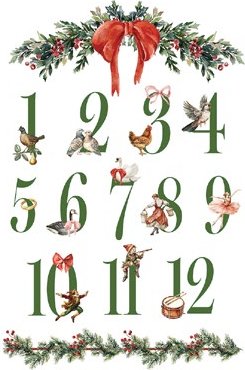  advent calendar with numbers and Christmas-themed illustrations