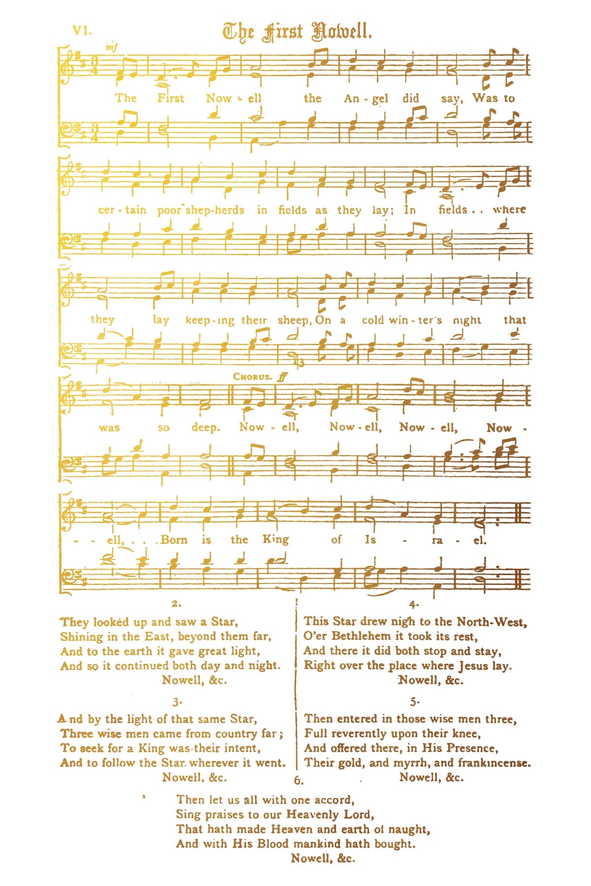 A Gold foil music composition furniture transfer.