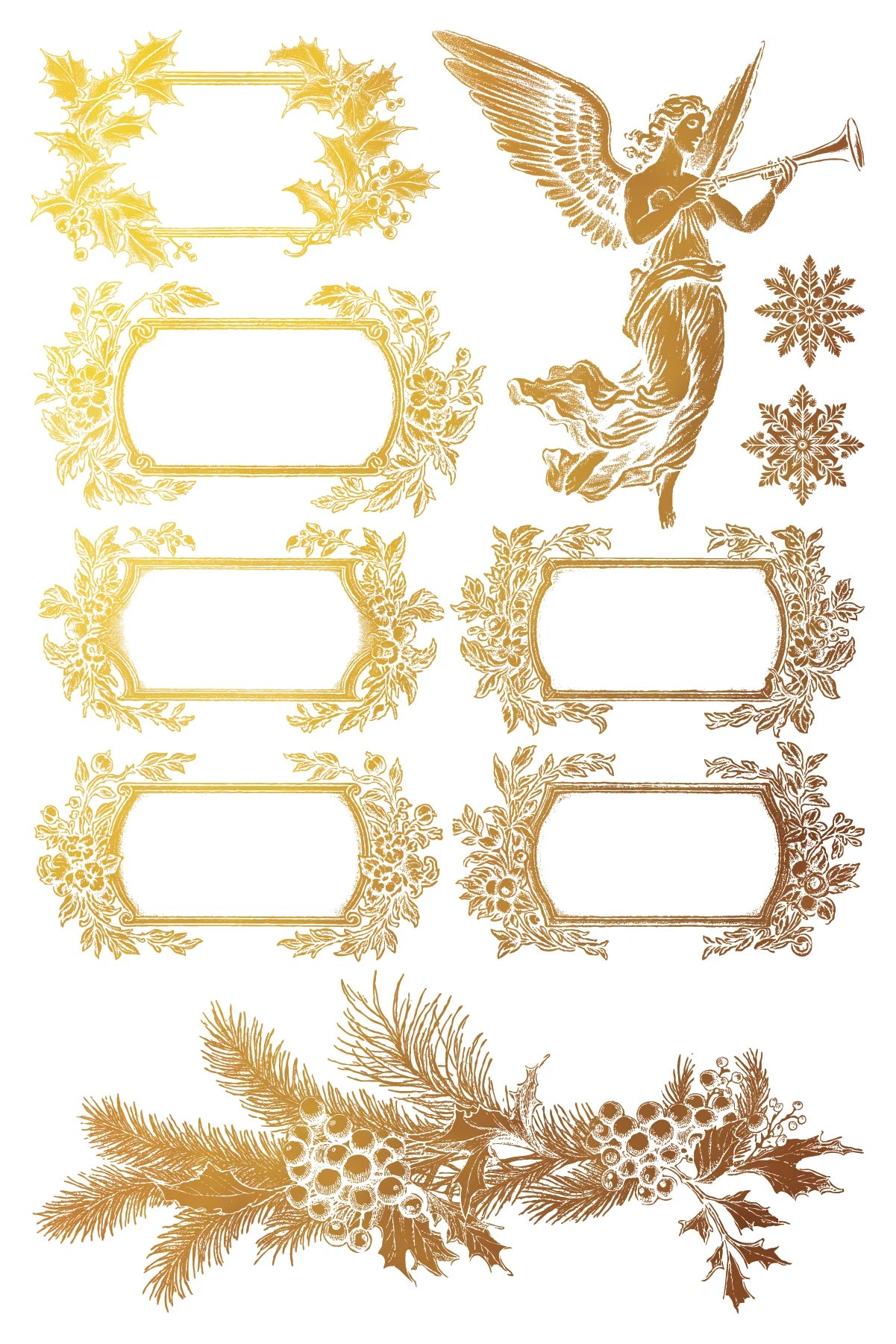 A gold foil angel to put on furniture,