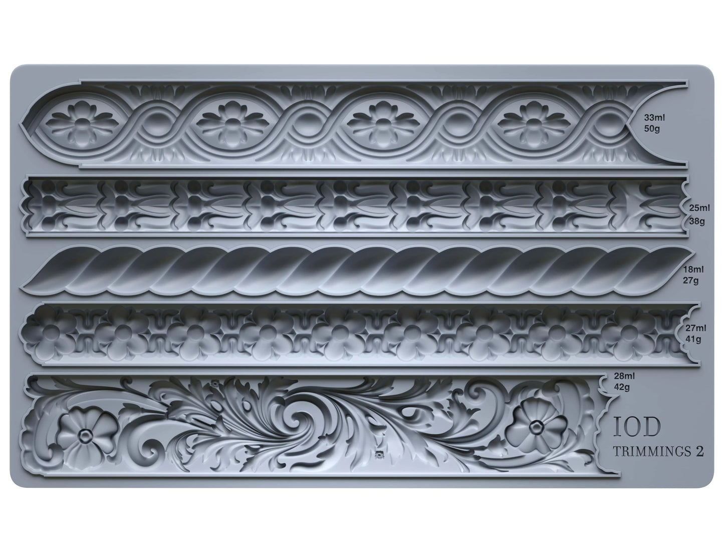 Trimmings 2 - 6" x 10" Ornate Borders Decor Mould - IOD