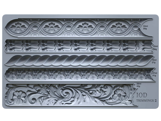 Trimmings 2 - 6" x 10" Ornate Borders Decor Mould - IOD