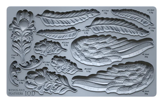 Wings and Feathers (Retired) - 6" x 10" Decor Mould - IOD