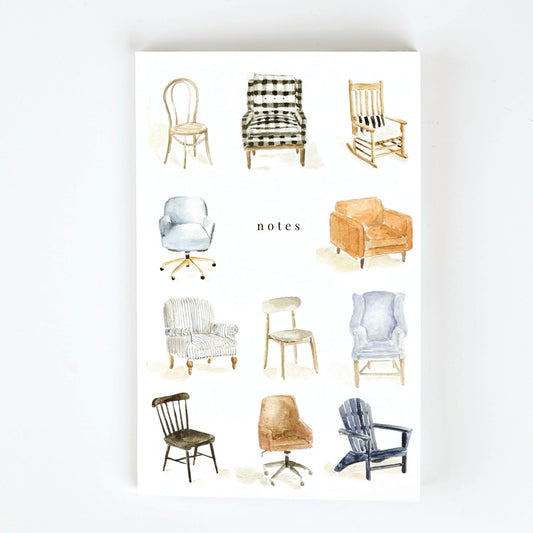 Chairs notebook/journal with Watercolor Artwork