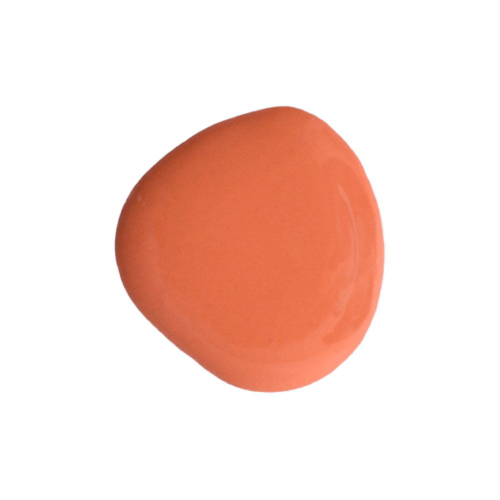 A dollop of Sweet Pickins milk paint in the orange color Completely Coral, up against a white background.