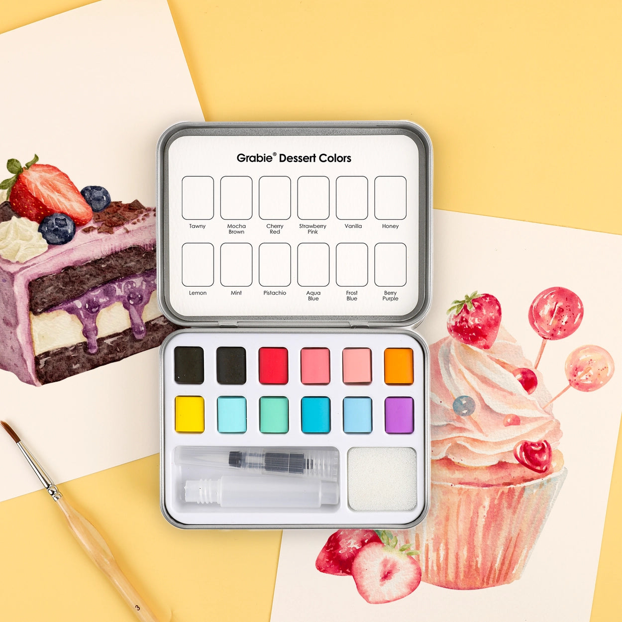 Watercolor Pocket Set of 12 with Brush - Dessert Colors