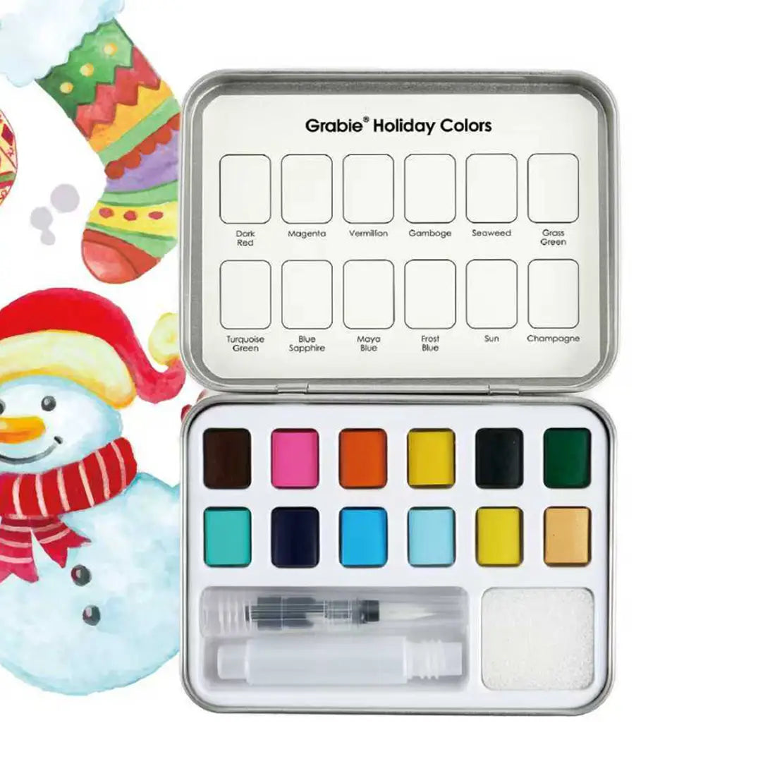 Watercolor Pocket Set of 12 with Brush - Holiday Colors