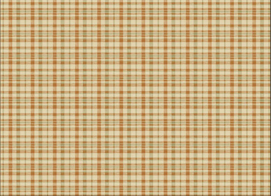 Decoupage paper design of tan, brown, and green plaid.
