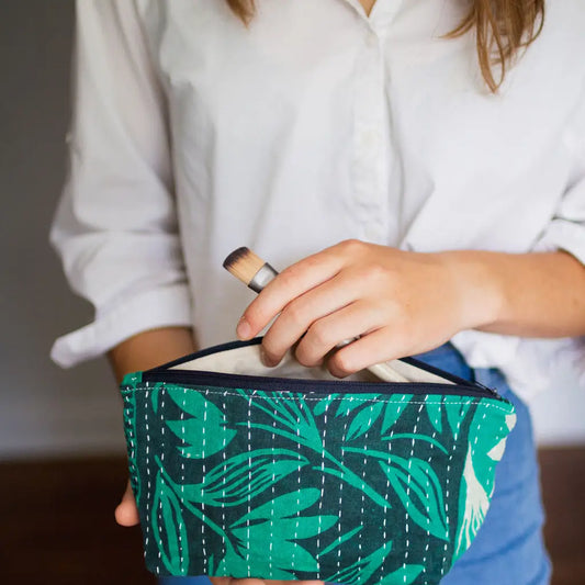 Kantha Cosmetic Bag, medium- Asha Project