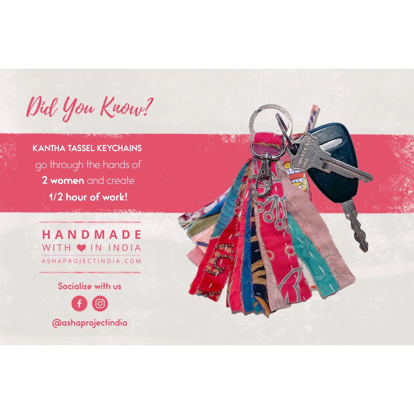 Kantha Tassle Keychain- Asha Project