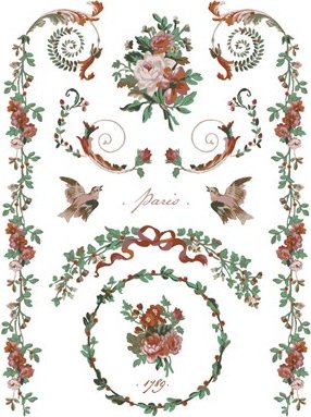 A 12 in. by 16 in. Paint Inlay paper in holiday colored florals