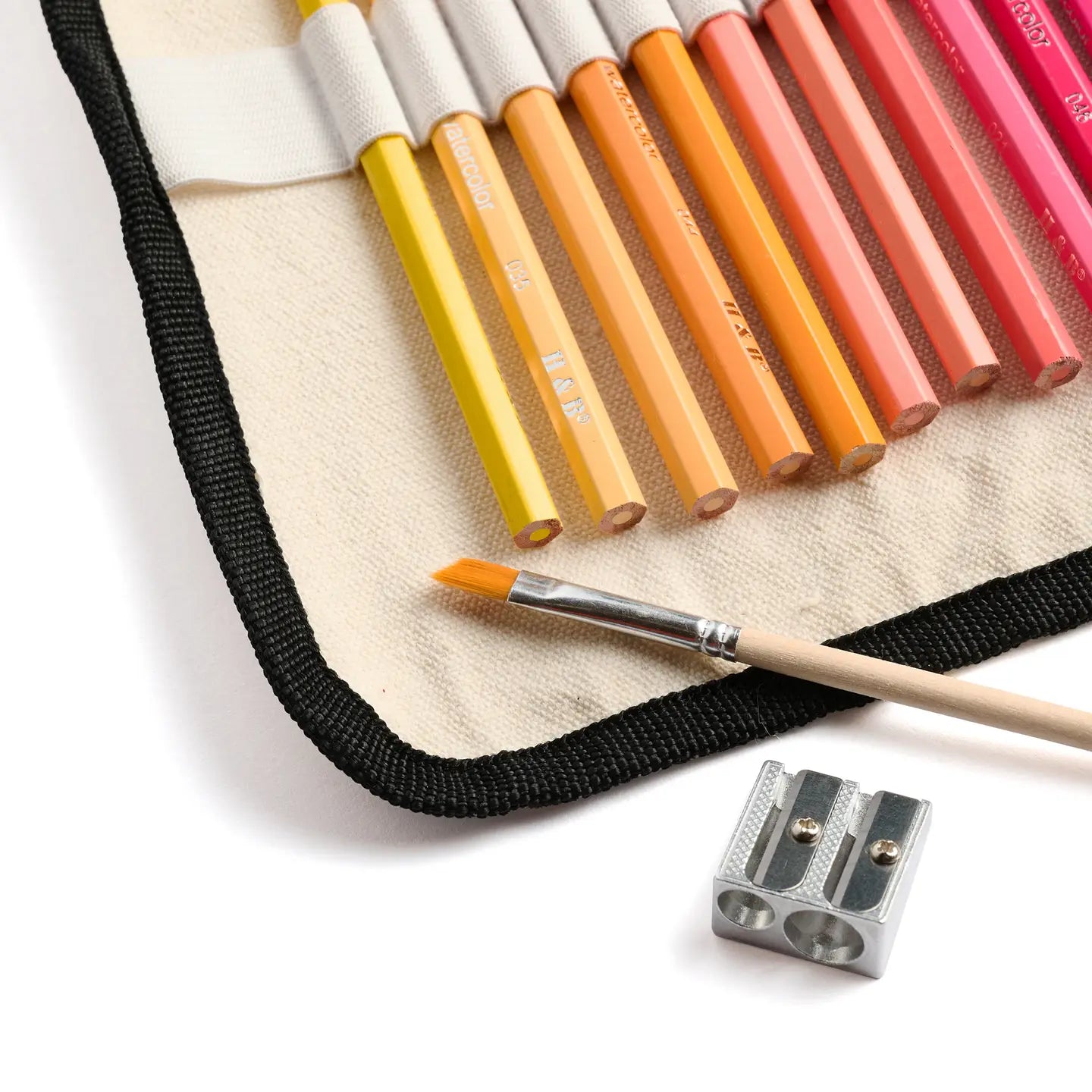 Watercolor pencil set in canvas roll up case- by Elsewhere