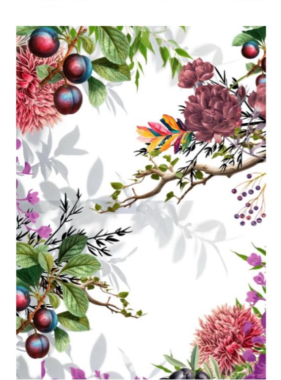 An A3 size decoupage paper of a floral and berry design on a white background.
