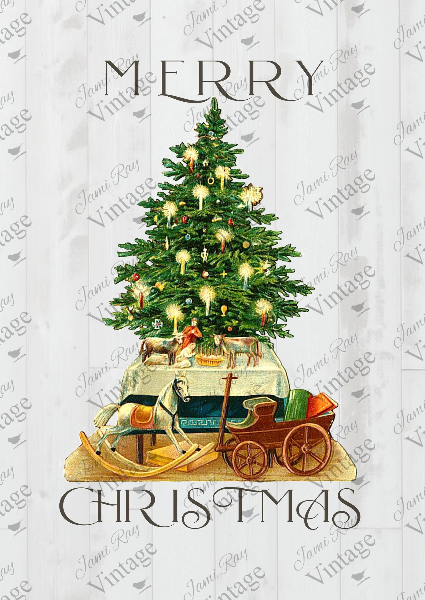 Vintage Christmas Tree -JRV A4 Rice Paper