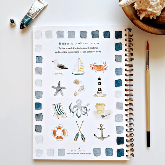 Seaside - Beginner-Friendly Watercolor Workbook - Emily Lex Studio
