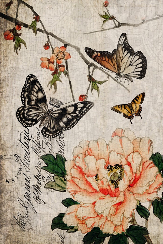 Butterfly Floral- Roycycled Decoupage Paper