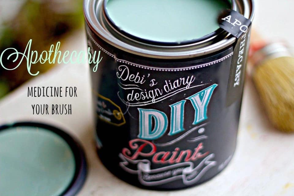 Can of Apothecary paint open on a table