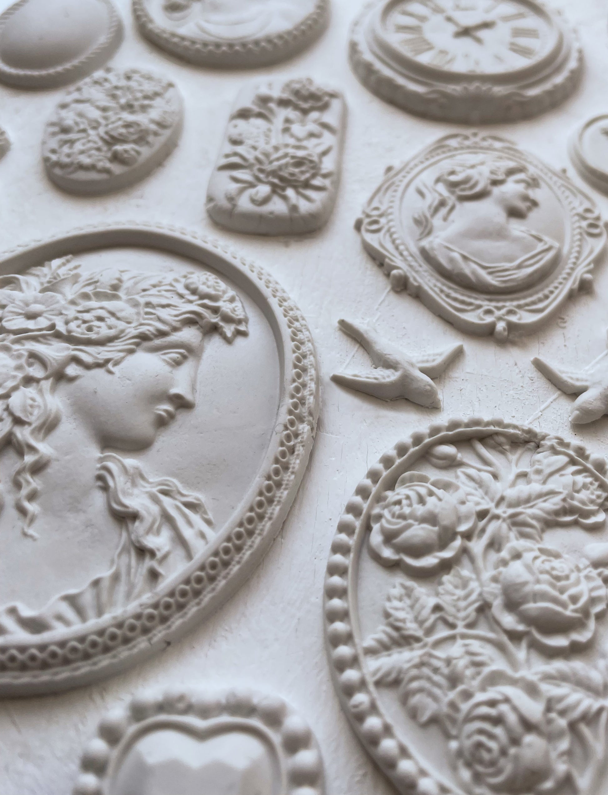 Clay casted cameos from the IOD 'Cameos" mould.