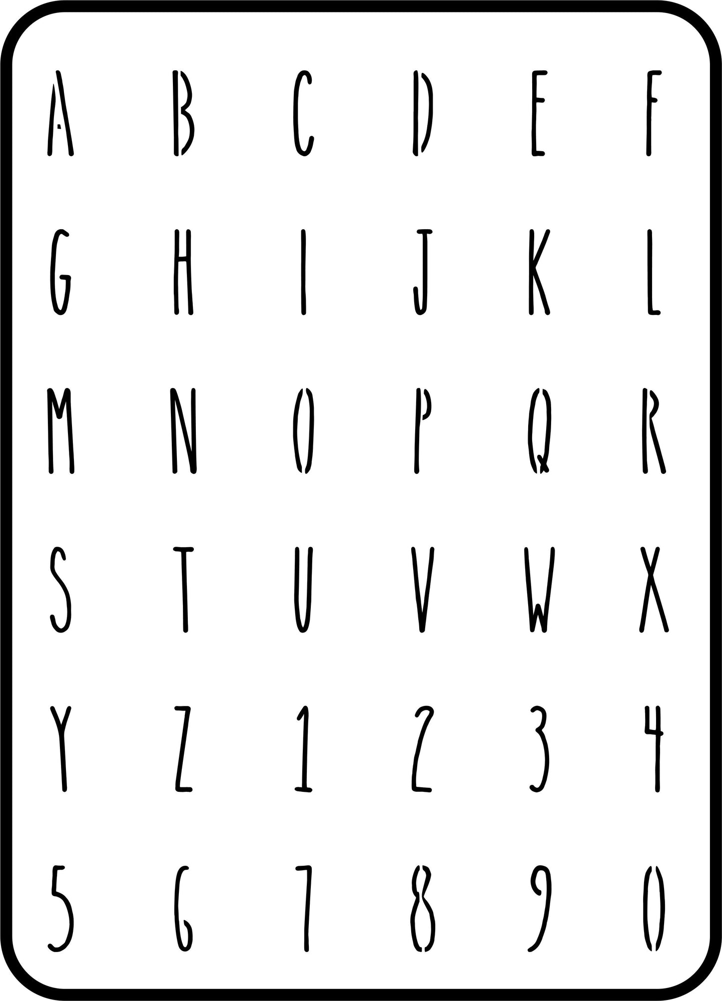 Farmhouse Mini Letters 1" One Sheet | JRV Stencils
