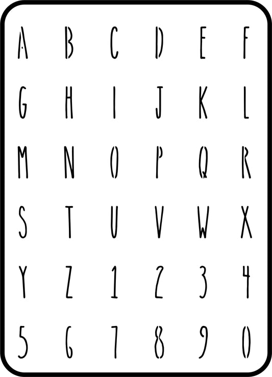 A stencil from Jami Ray Vintage with 1 inch letters in a farmhouse script/font.