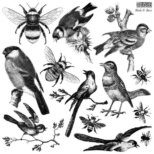 Birds & Bees stamp- IOD decor stamp