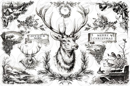 Christmas Stag - 20” x 30” JRV Decoupage Paper
