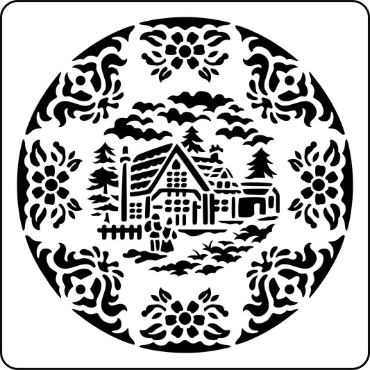 Cottage House Plate - Transferware | JRV Stencils