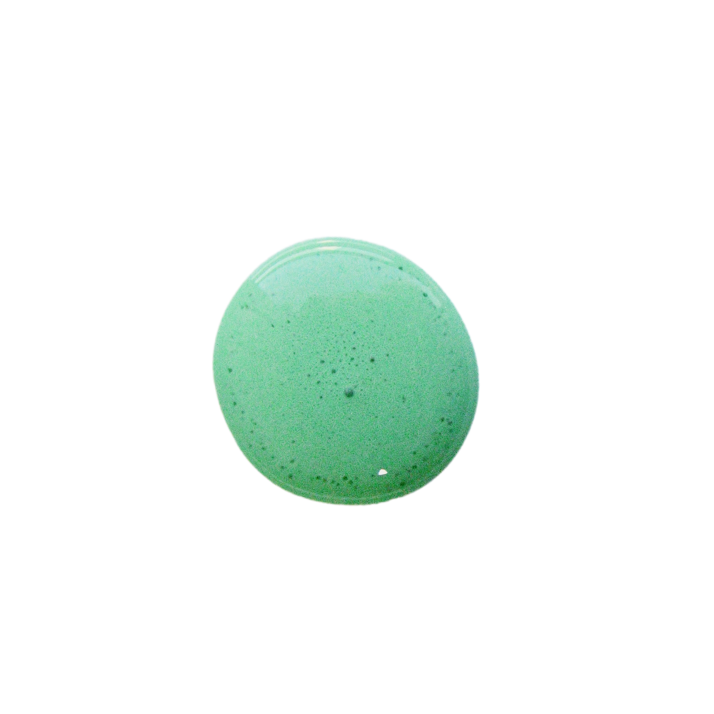 A small, solid green round sample of Sweet Pickins Milk Paint in shade Gumdrop.