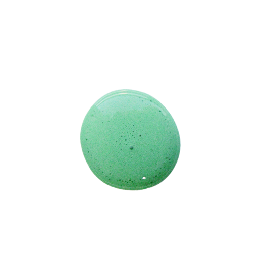 A small, solid green round sample of Sweet Pickins Milk Paint in shade Gumdrop.