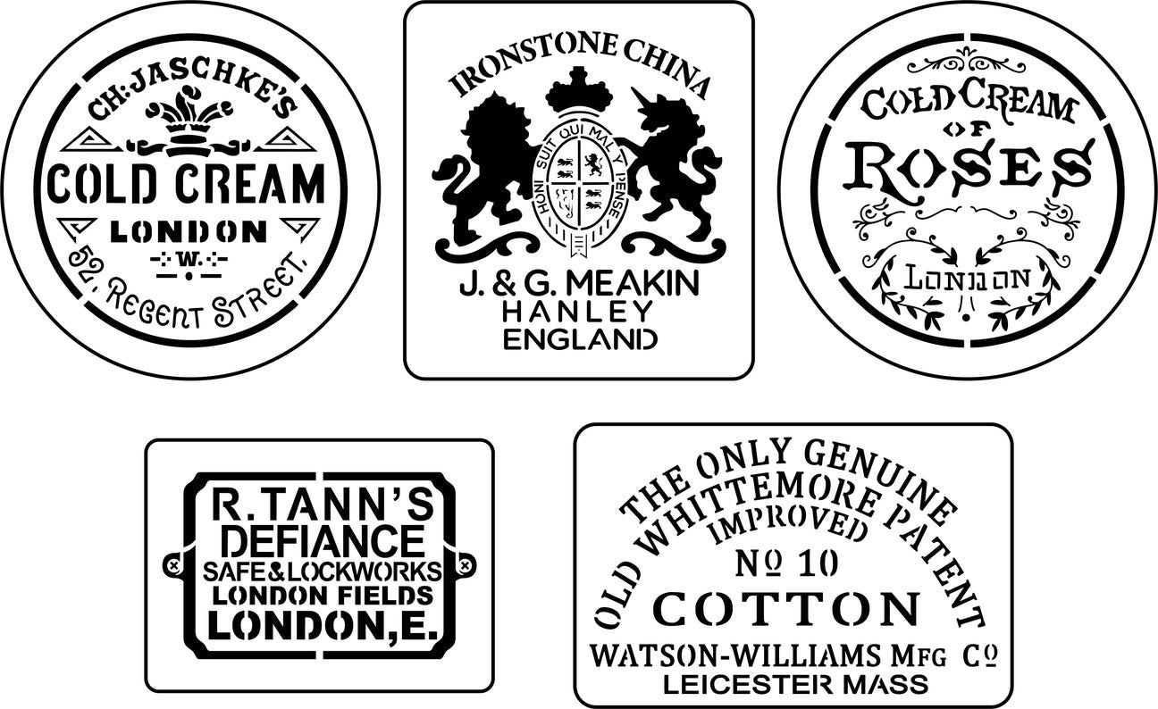 Advertising Label minis stencil set